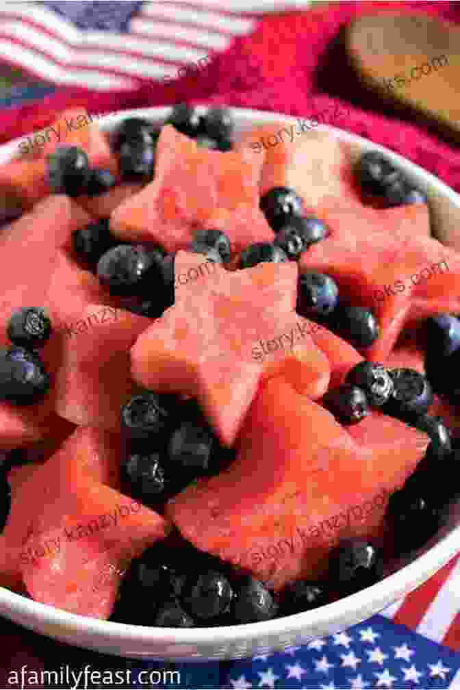 Patriotic Star Spangled Fruit Salad Arranged In The Shape Of An American Flag Holiday Recipes: Christmas Thanksgiving More